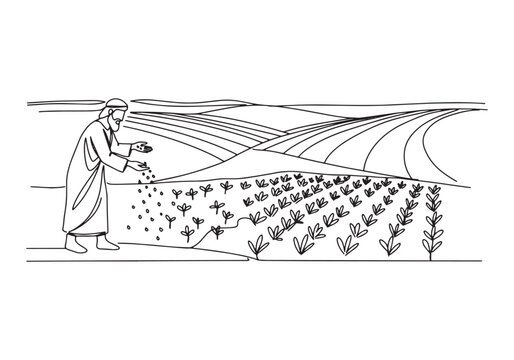 The Parable of the Sower, A Continuous Line Drawing of Biblical