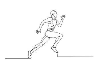 Obraz premium Continuous Line Illustration of a Male Athlete in Running Motion