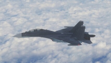 military fighter jet in flight 3d render