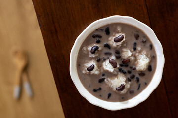 A traditional Thai dessert, Black bean in coconut milk.