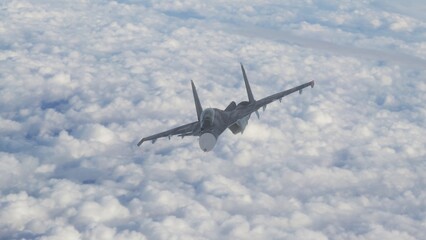military fighter jet in flight 3d render