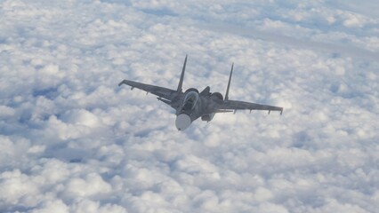 military fighter jet in flight 3d render