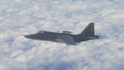 military fighter jet in flight 3d render