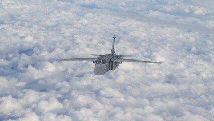 military fighter jet in flight 3d render