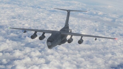 military fighter jet in flight 3d render