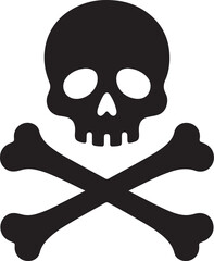 Crossbones and skull death silhouette flat icon vector, crossbones clip art
