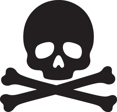 Crossbones and skull death silhouette flat icon vector, crossbones clip art
