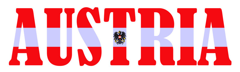 Emblem banner state Austria flag national symbol vector illustration isolated. Patriotic sign of state in Europe, EU member. Travel and trip souvenir Austria sticker for tourists.
