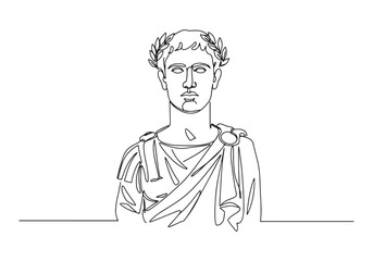 Continuous Line Art of Julius Caesar Statue Minimalist and Elega