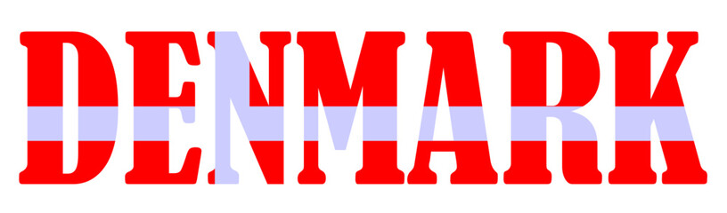 Emblem banner state Denmark flag national symbol vector illustration isolated. Patriotic sign of Scandinavian state in Europe. Travel and trip souvenir Denmark sticker for tourists. Nordic country.