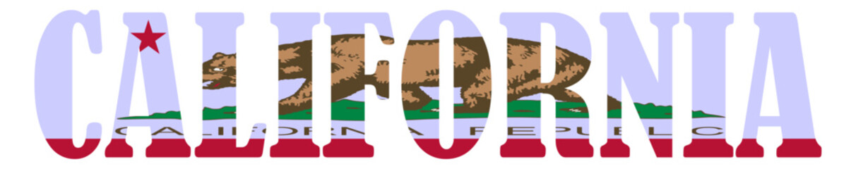 Emblem banner state California flag national symbol vector illustration isolated. Patriotic sign of state in United States of America. Travel and trip souvenir California sticker for tourists. T shirt