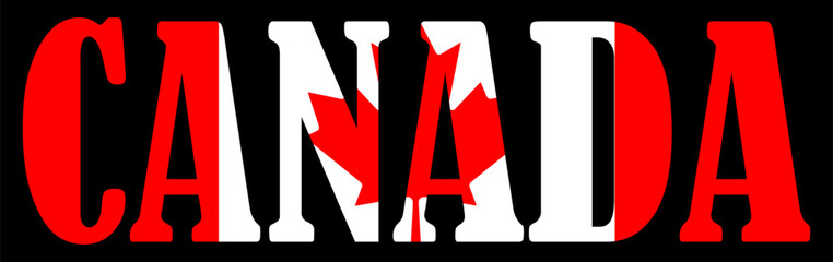 Emblem banner state Canada flag national symbol vector illustration isolated. Patriotic sign of state in North America. Travel and trip souvenir Canada sticker for tourists. T shirt print stamp.