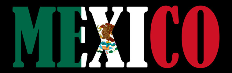 Emblem banner state Mexico flag national symbol vector illustration isolated. Patriotic sign of state in Central America. Travel and trip souvenir Mexico sticker for tourists. T shirt print stamp.