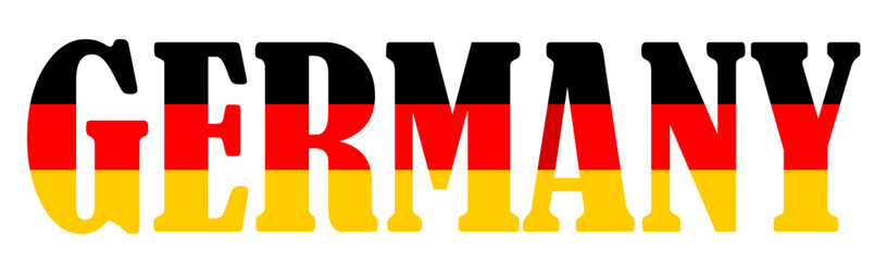 Emblem banner state Germany flag national symbol vector illustration isolated. Patriotic sign of state in Europe, EU member. Travel and trip souvenir Germany sticker for tourists. T shirt print.