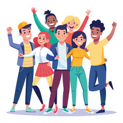 Diverse Group of Happy Teenagers Celebrating