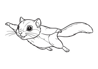 Elegant flying squirrel illustration with continuous oneline dra