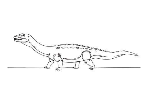 Continuous line drawing of Prestosuchus a prehistoric archosaur