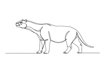 Fototapeta premium Elegant continuous line drawing of the Titanoboa, capturing move