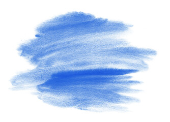 Abstract blue watercolor isolated background. The color splashing on the paper. Hand drawn Illustration. Design, greeting, template, wallpaper decoration poster print invitation, business cards design