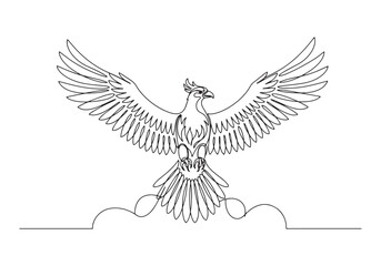 Fototapeta premium Majestic Thunderbird Soaring, Continuous Line Art Depicting Powe
