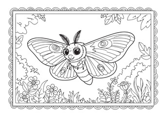 Adorable Moth Coloring Page for Creative Fun and Relaxation with