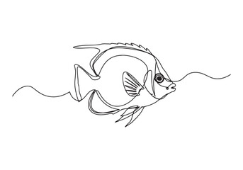 Obraz premium Elegant Butterflyfish Illustration using single continuous Line