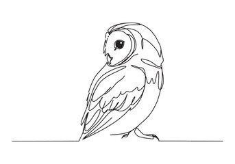 Fototapeta premium Minimalist Owl Illustration, Continuous Line Art in Black and Wh