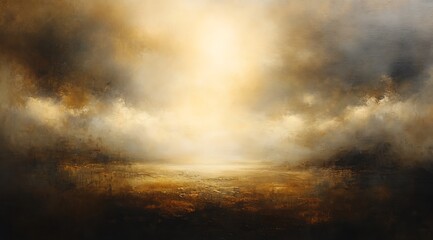 Fototapeta premium An abstract fantacy background of golden light shining through clouds, hazy and blurry