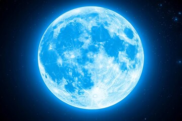 Obraz premium Bright Blue Full Moon in the Night Sky