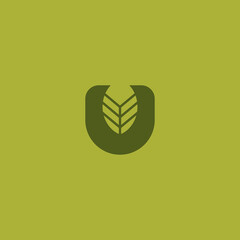 Letter U leaf Logo Nature Design