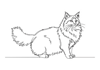Obraz premium Elegant continuous line drawing of a norwegian forest cat illust