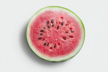 Fresh watermelon slice on a white background, showcasing vibrant colors.