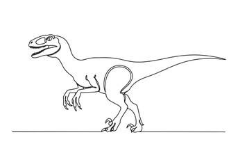 Obraz premium Continuous Line Art Depicting a Sleek Velociraptor Silhouette De