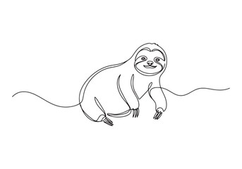 Obraz premium Minimalist continuous line drawing of a cute sloth illustration