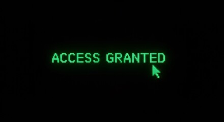 Digital display showing access granted message with green text on black background