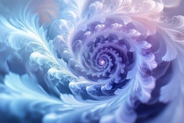 Abstract spiral pattern in cool hues swirling gracefully with intricate details and soft textures during a peaceful moment