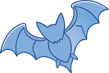 Stylized Blue Bat Illustration on Black Background, perfect for Halloween themed design