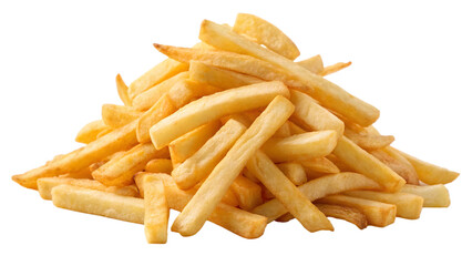 Pile of Golden French Fries Isolated on Transparent Background