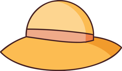 Cartoon image of a summer hat with a brown band on black background