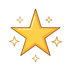 Cute illustration of a shiny golden star with smaller stars around