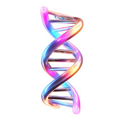 Vibrant DNA Helix Structure illustration transparent clean white background 3d png