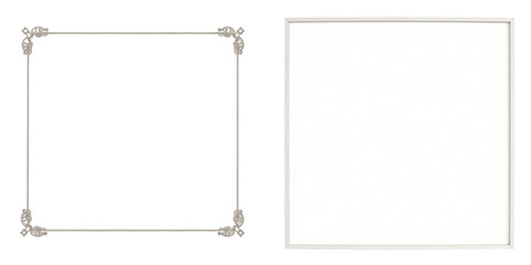 collection of decorative picture frames in various styles isolated on transparent background for creative design and layout use