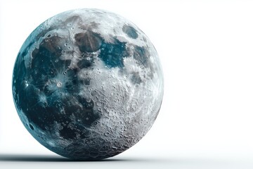 Full moon with detailed surface features against a clean backdrop illuminating a serene night environment