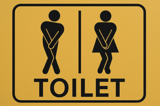 Toilet sign with man and woman figures.