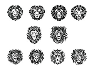 Tribal Lion Face Vector Art Geometric Patterns Polynesian Tattoo Style Black and White Silhouette for Logo or Engraving