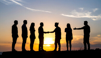 Fototapeta premium Subtle, Silhouettes, People, Offering, Assistance