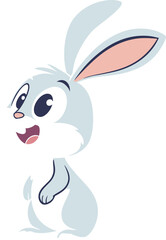 Obraz premium Cute, fun, happy bunny character vector illustration with a sweet smile and long ears, perfect for Easter and spring animal designs
