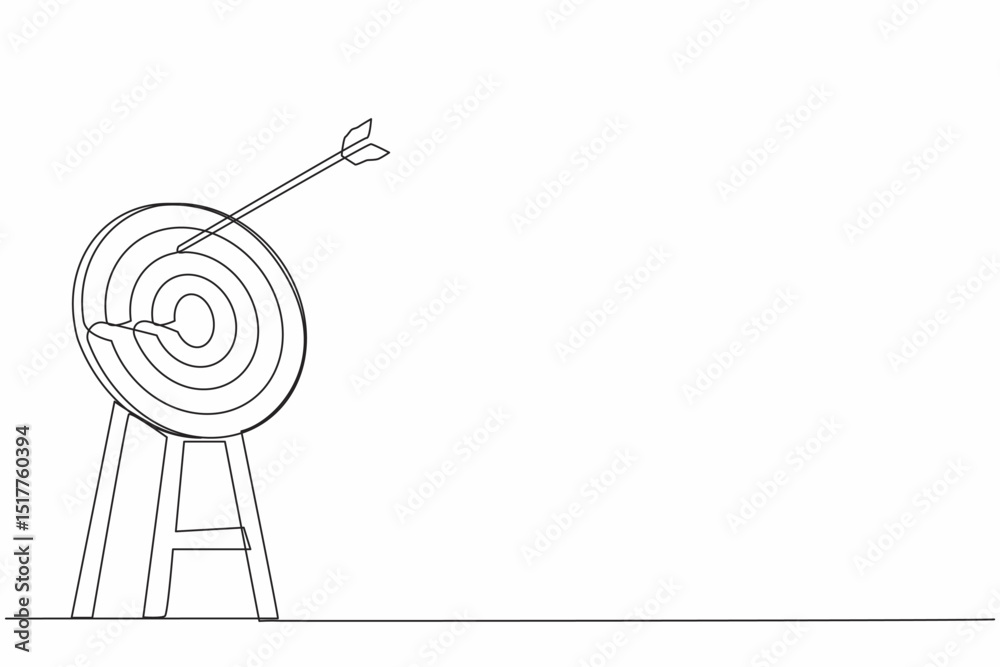 Poster single one line drawing arrow missed hitting target mark. shot miss. failed inaccurate attempts to h