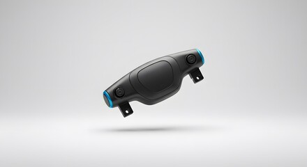 Futuristic Black Steering Wheel Design Modern Car Technology Innovative Automobile Control System