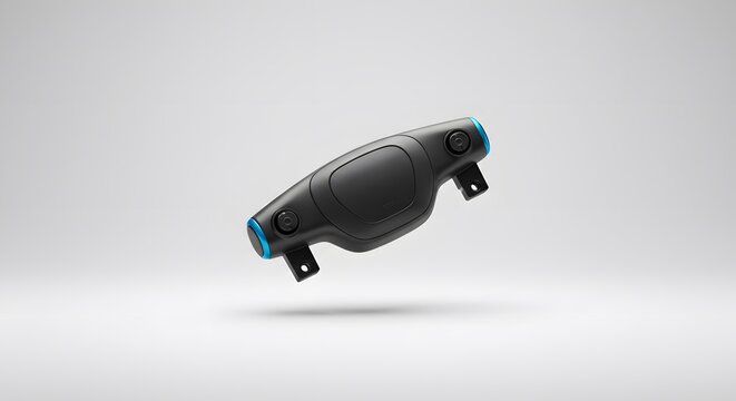 Futuristic Black Steering Wheel Design Modern Car Technology Innovative Automobile Control System